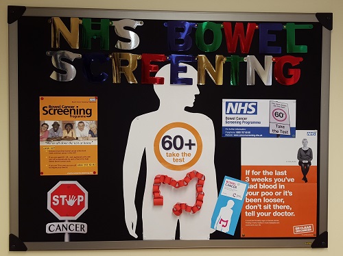 NHS Bowel Screening display board